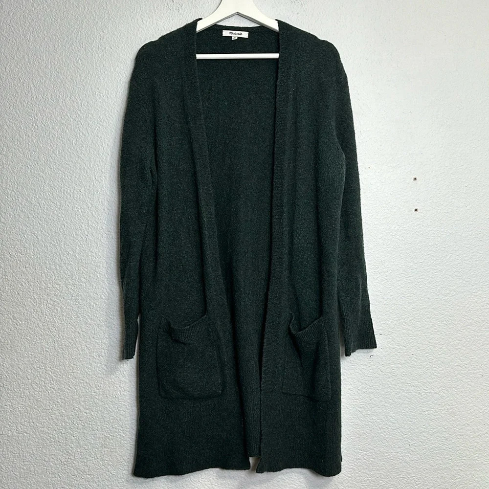 Madewell Merino Wool Blend Cardigan Open Front‎ Dark Green Womens Size XS READ